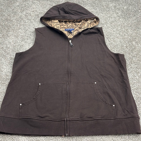 Architect Brown Knit Zip Up Hoodie Sweatshirt Jacket Women’s Plus 1X - Picture 1 of 6